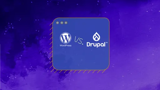 WordPress vs. Drupal Logos auf blauem Grund