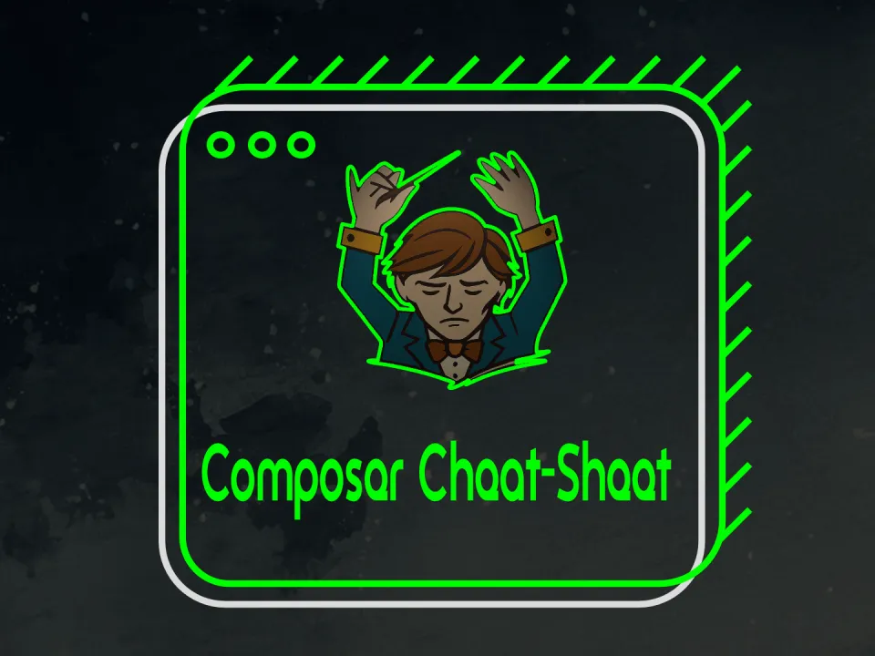 Grafik eines dirigierenden Charakters in einem Neonrahmen.